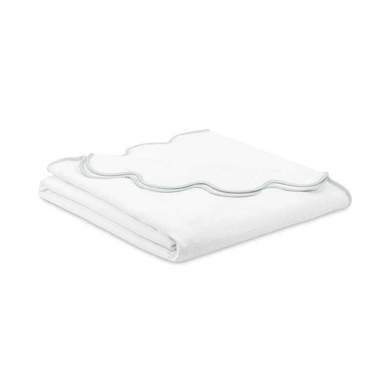 Honeycomb 100% Cotton Coverlet, White/Eucalipto, California King Coverlet / Bedspread