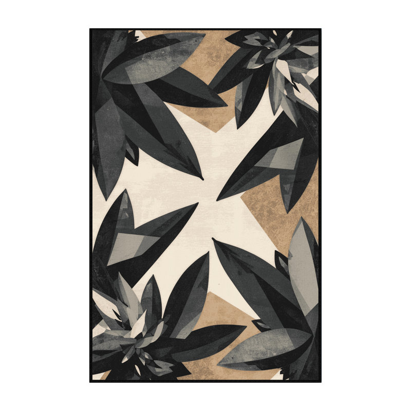 Tapis gris délavé à la machine Ortencia Agave, 7 x 9