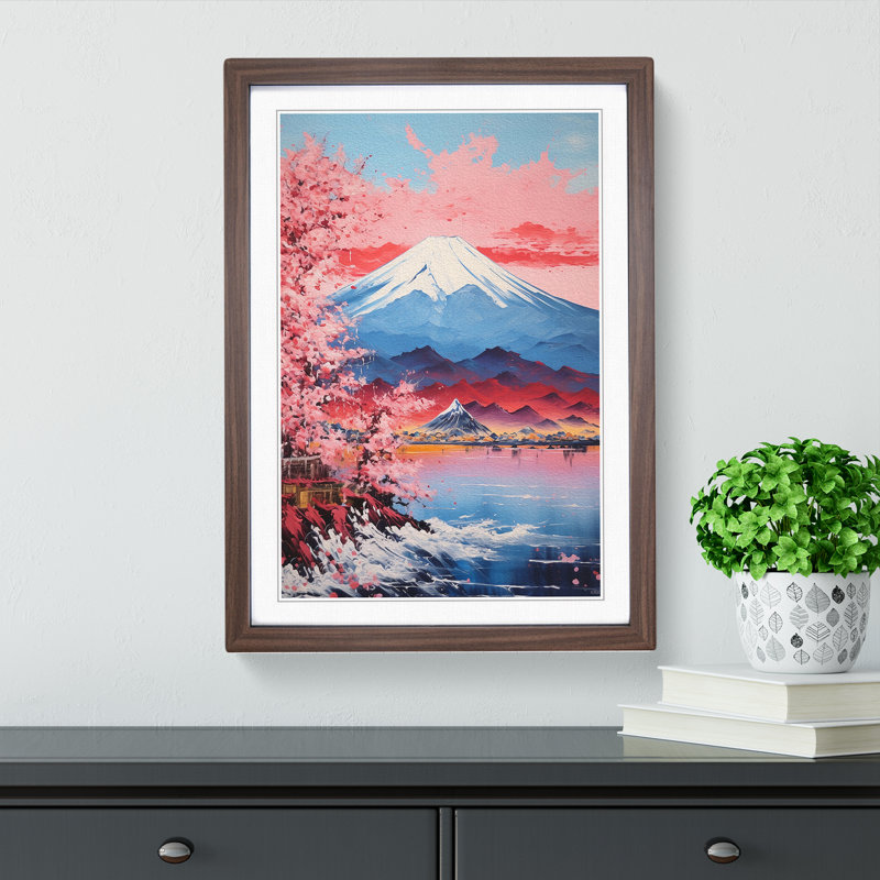 Mount Fuji Impressionism No.2 - Framed Print, 64cm H x 46cm W x 2cm D, Walnut Framed