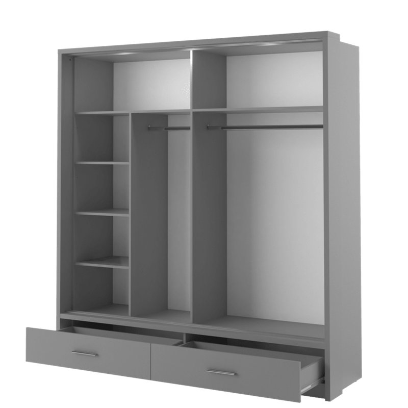 Emuel 2 Door Manufactured Wood Wardrobe, Grey Matte
