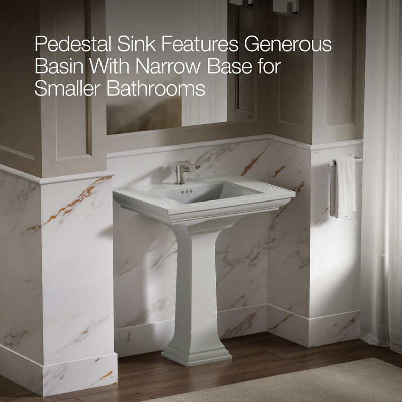 Memoirs® Stately 24" Pedestal Bathroom Sink with 4" Centerset Faucet Holes, Ice Gray, 34.75" H x 22.19" W x 30.69" L, Single
