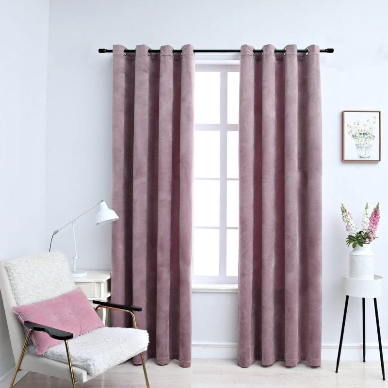 Laurine Blackout Curtain Pair, Width 140 x Drop 175cm, Antique pink