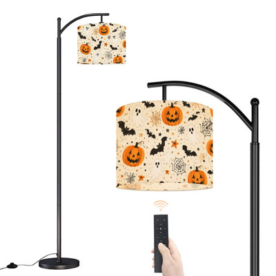 Lampe sur pied à DEL à intensité variable, citrouilles d'Halloween, chauves-souris fantômes, abat-jour réglable en hauteur avec télécommande, pour le salon, la chambre et le bureau