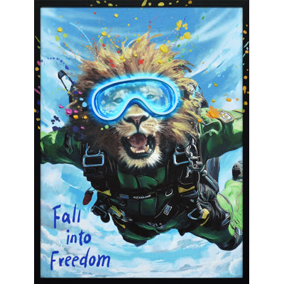 Skybound Roar I - 33" x 25" - Hand-Embellished LED Canvas in Frame