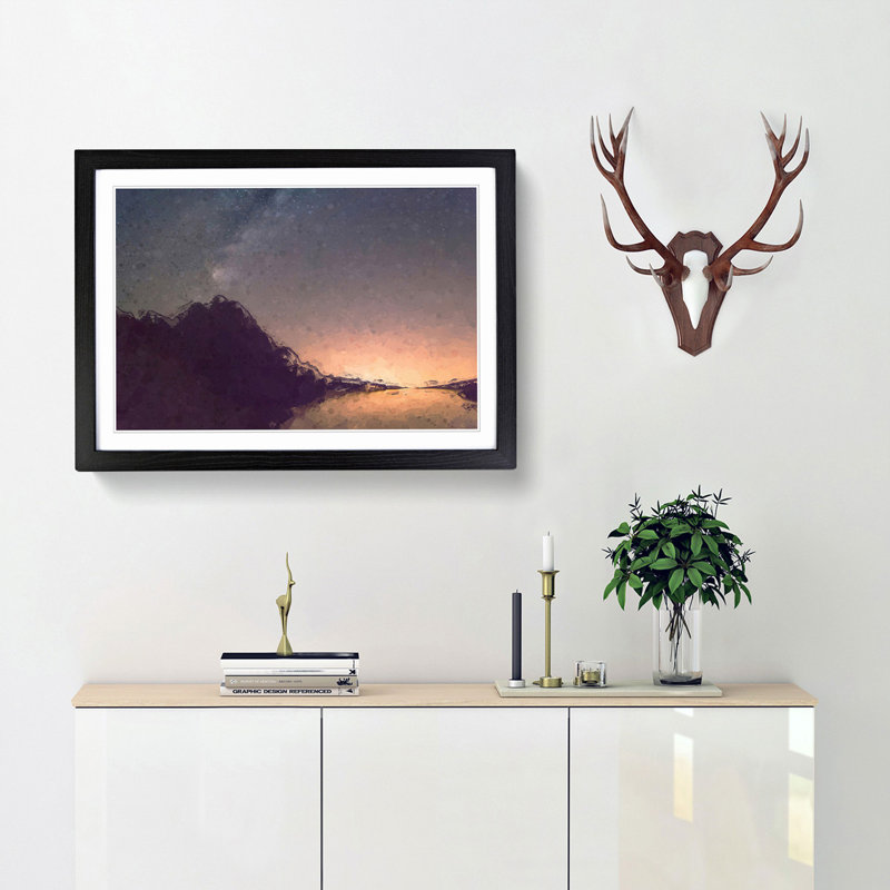 Stars over the Lake in Slovakia - Picture Frame Graphic Art Print, 36cm H x 48cm W x 2cm D, Black Framed