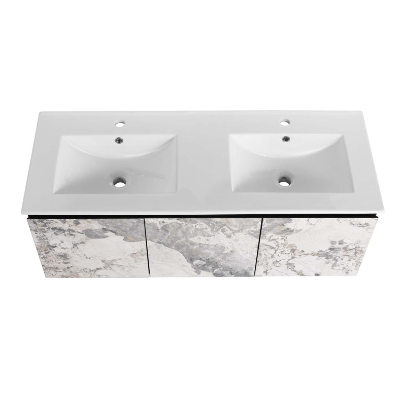 Meuble-lavabo flottant mural et porte d'armoire à fermeture en douceur
