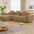 Streamlined Design Modular 3-Seater L-Shape Sectional Boneless Sofa with French Edge Piping, No Assembly Required Velvet Couch with Throw Pillows and Movable Ottoman-655254755