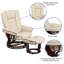 Contemporary Leather Recliner with Horizontal Stitching and Ottoman with Swiveling Mahogany Wood Base-1525905090