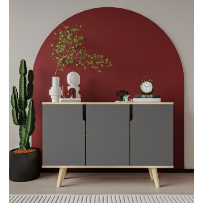 Buffet de 47 po de largeur Mid-Century moderne avec pieds en bois