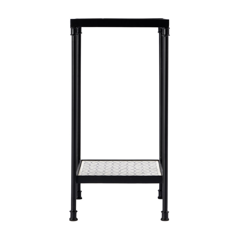Lana Resin and Bone Inlay Side Table, Gray Bone Inlay