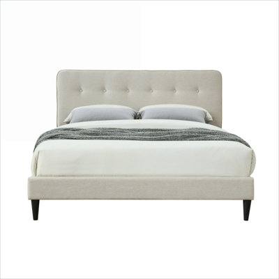 Soft White Upholstered Full Size Bed Frame With USB Charging For Cozy Bedroom Use, Tufted Headboard Bed-in-a-Box Design