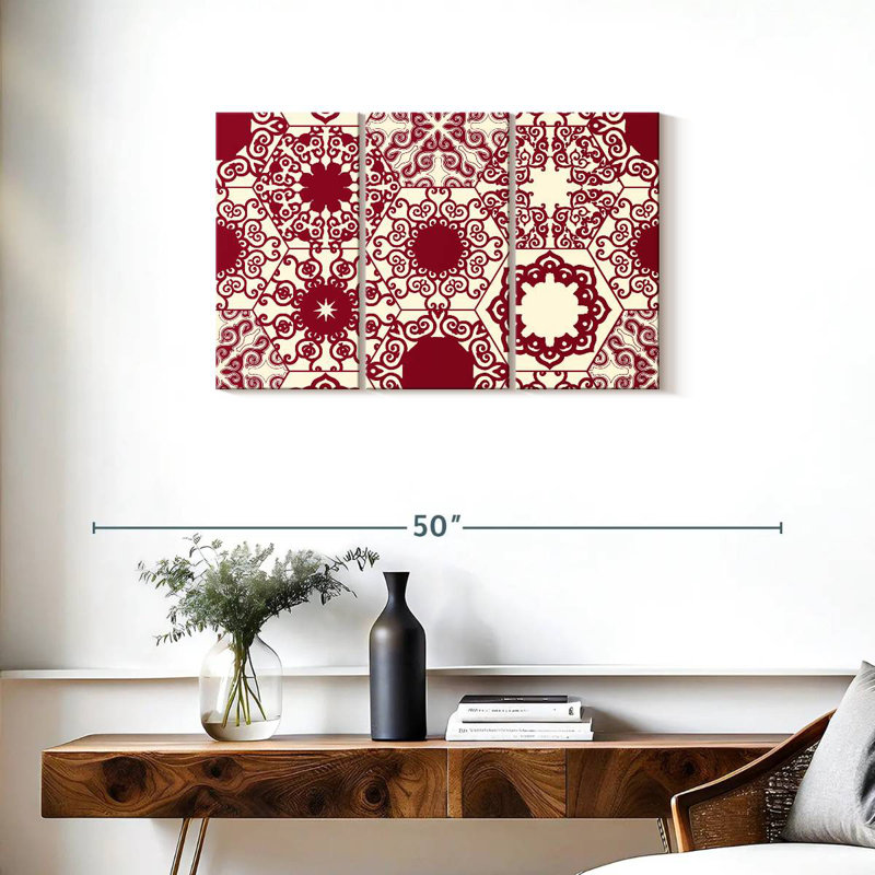 Kerner Red Hexagon Patterns, 20" H x 33" W