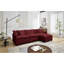 Chenille rouge modulaire de luxe en forme de L de 108 pouces, 6 sièges, rembourrage en mousse souple pour les espaces de vie principaux Luxe, siège, en forme de chenille, dossier rembourré, accoudoirs carrés, espaces