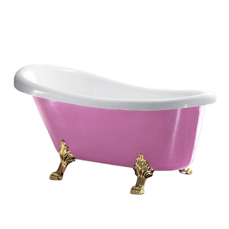 Simple and Modern Acrylic Bathtub, White/Pink/Gold