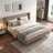 Janine Corduroy Upholstered Wingback Bed with Slat Kit and Solid and Manufactured Wood Frame -749801281-749801294