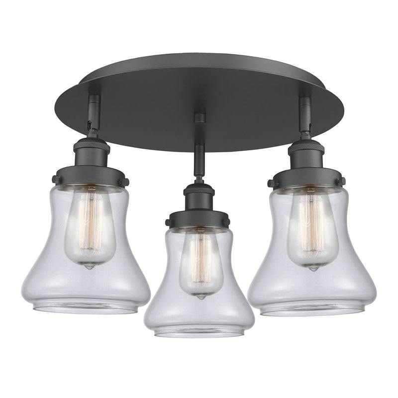 Bhanupriya Glass Flush Mount, Clear, Matte Black
