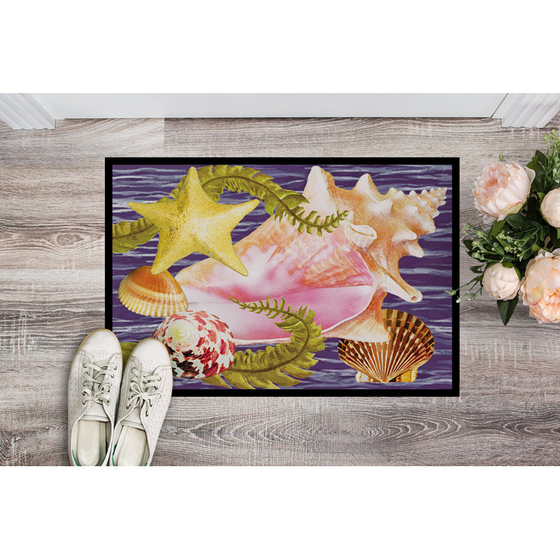 Tapis d'entrée antidérapant Insta, Conque et étoile de mer, 18" W x 27" L