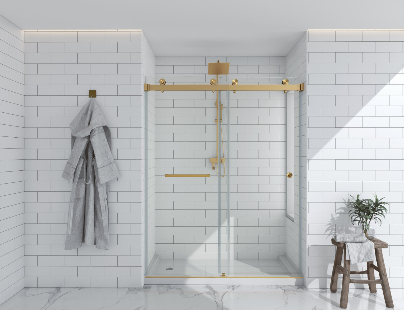 iGlass Shower Door 60'' W x 80'' H Double Sliding Frameless Shower Door