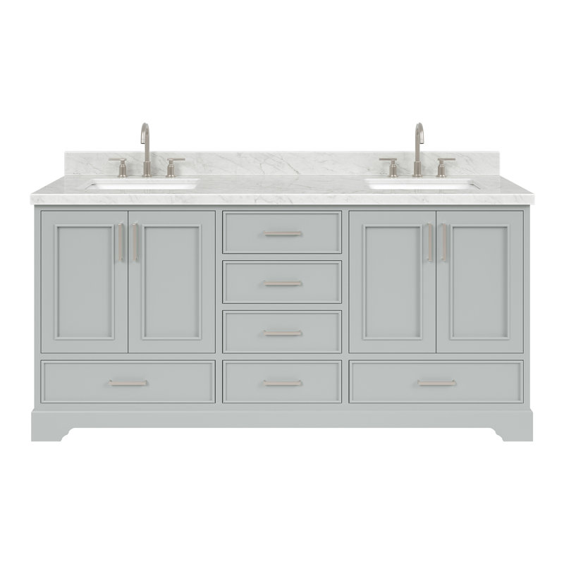 Meuble-lavabo double avec plateau Abshire 73, Gris