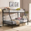 Lit superposé simple au dessus d'un lit double, aucun sommier nécessaire, grand rangement sous le lit, assemblage facile