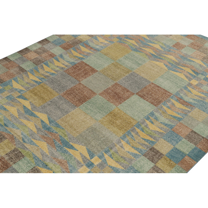 Distressed Homage Wool Geometric Area Rug, Rectangle 12' x 18'