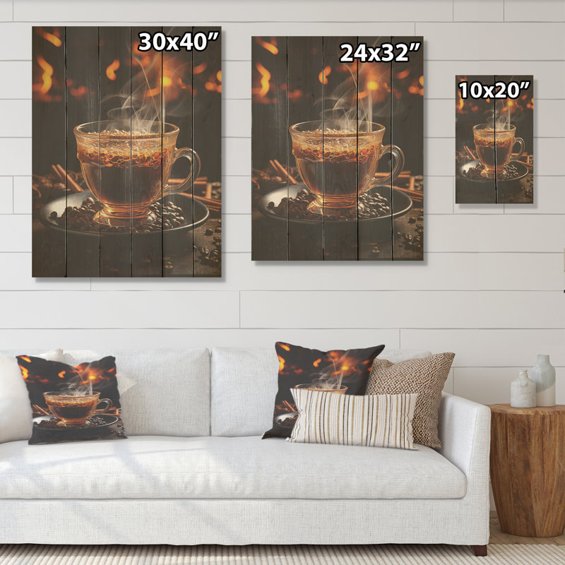 «Cuba Aroma Coffee Harmony», art mural sur bois de paysage cubain sur bois de pin naturel, H 32 po x l 24 po