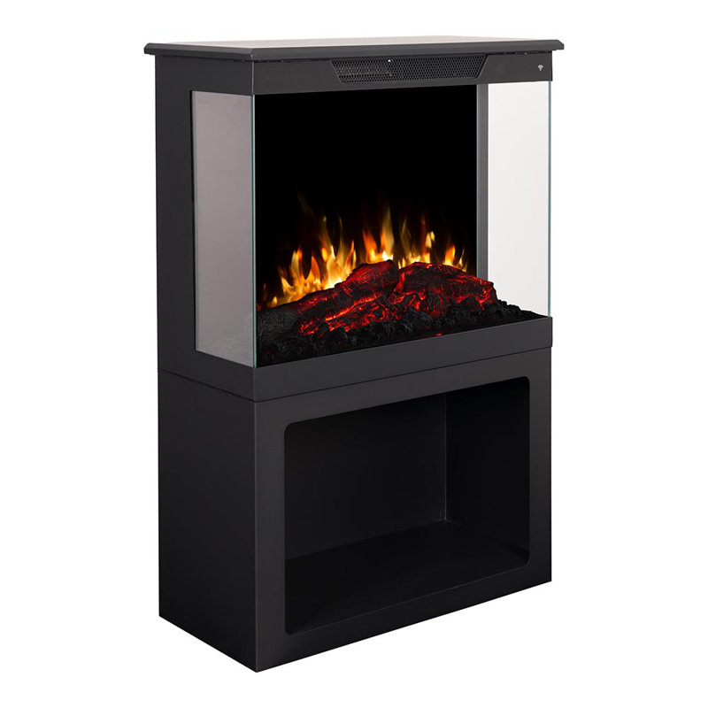 Modern Ember Portable Rolling Infrared Space Heater with LED Touchscreen w/ Remote, Black Oak Wood, Black Oak Wood