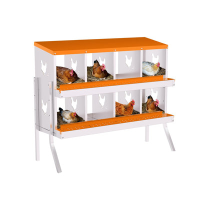 Boîte de nidification pour poulets, boîte de ponte en métal en acier galvanisé à 8 compartiments avec œufs roulants, boîtes de nidification murales pour poulets, collection Easy Egg, boîtes de perchoir à poule