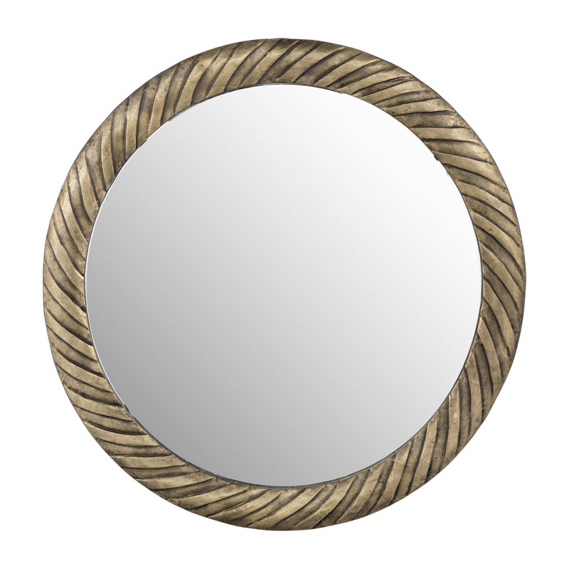Round Metal Framed Wall Mirror for Bathroom and Vanity Table Display - Large Decorative Mirrors Accent for Tabletop Decor Style - 29", Bronze & Copper