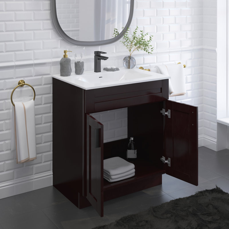 Ensemble de meuble-lavabo 30 po avec comptoir en résine de polyuréthane, Espresso