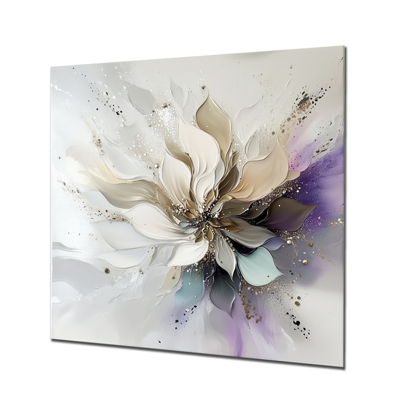 Abstrait fleur de dahlia Subtil Blossoms III - fleurs, art mural en métal, impression moderne sur métal