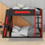 Grand lit superposé en bois avec bureau, deux tablettes de rangement, USB et lumière DEL-1618441443-1618441444