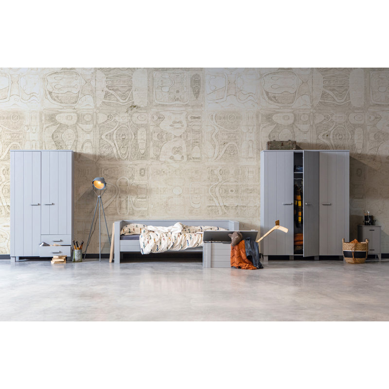 August Grove Sarcoxie Wood Decorative Bin, Concrete Grey