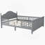 Lit double pour enfants, lit plateforme double en bois avec tête et pied de lit, gris-1585384194
