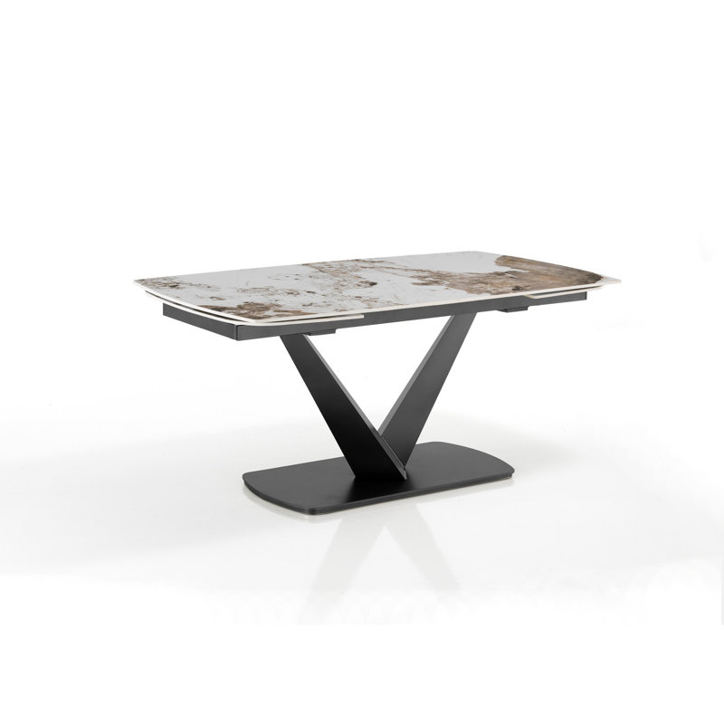 Bahid Extendable Metal Base Dining Table, Grey