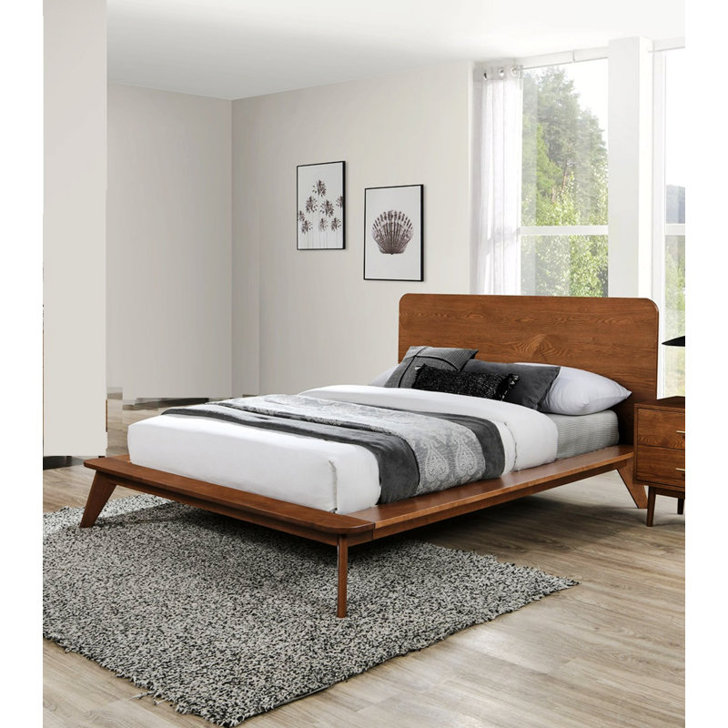 Cadre de lit transitionnel, lit plateforme en bois pour la maison, King