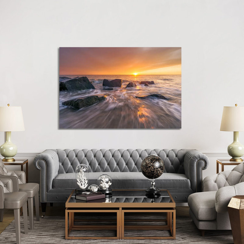 Sunset At The Coast In Denmark 1 Piece Wall Art on Canvas, 30.48 cm H x 45.72 cm W, Wrapped Canvas