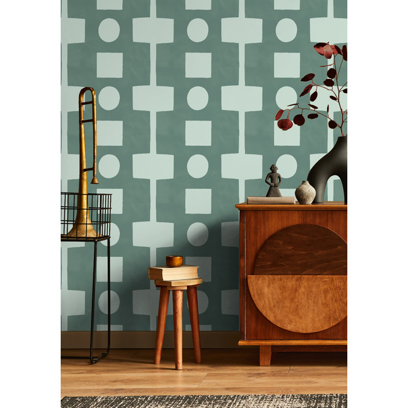 Paule Marrot Geometric Wallpaper Double Roll, Eucalyptus