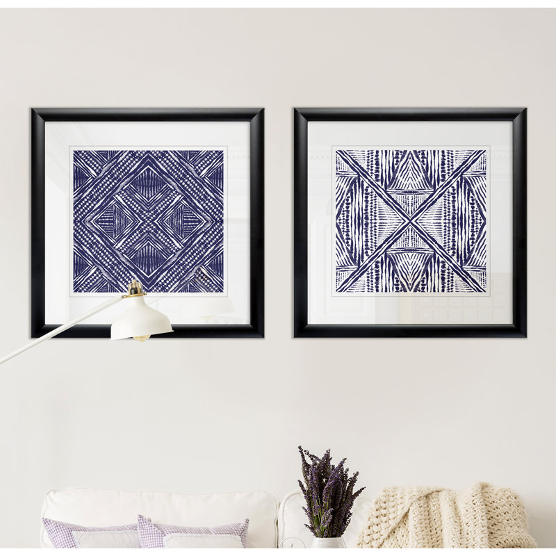 Inky Kaleidoscope I - ensemble de 2 reproductions de cadres photo, Cadre noir