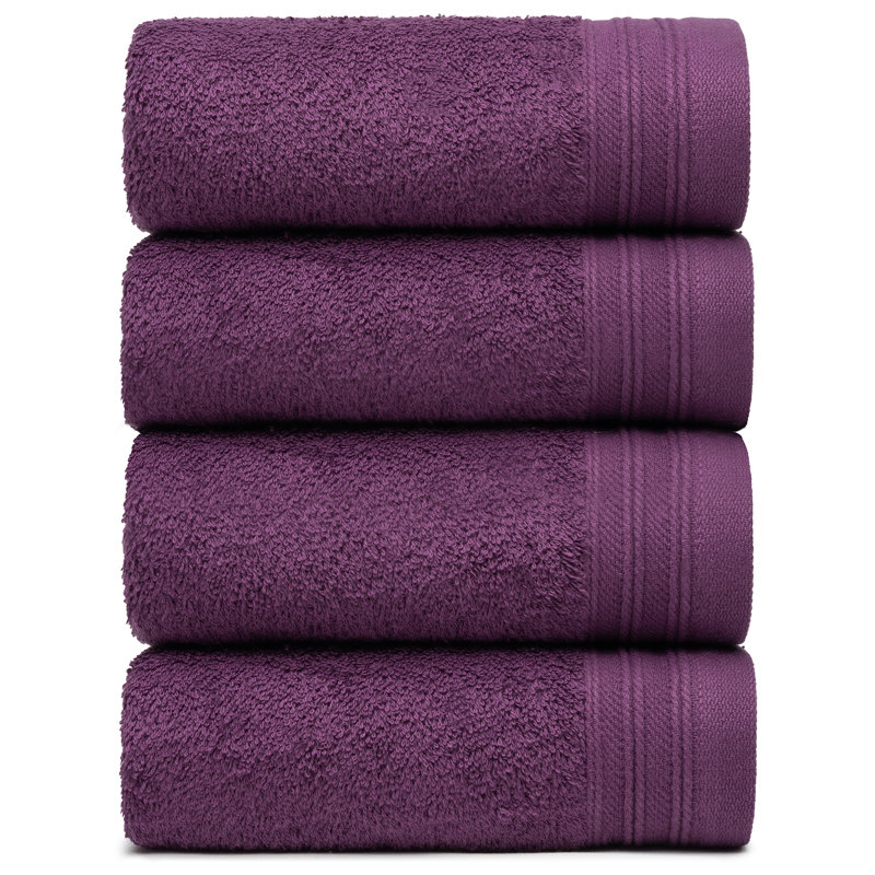 Ensemble de serviettes essuie-mains 100% coton 4 pièces Kendra, Prune
