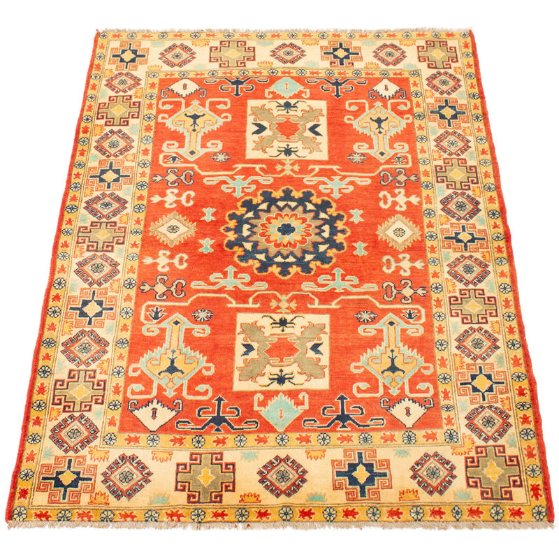 Tapis unique en laine noué à la main cuivre foncé des années 2010 4 pi 10 po x 6 pi 3 po Qaiden