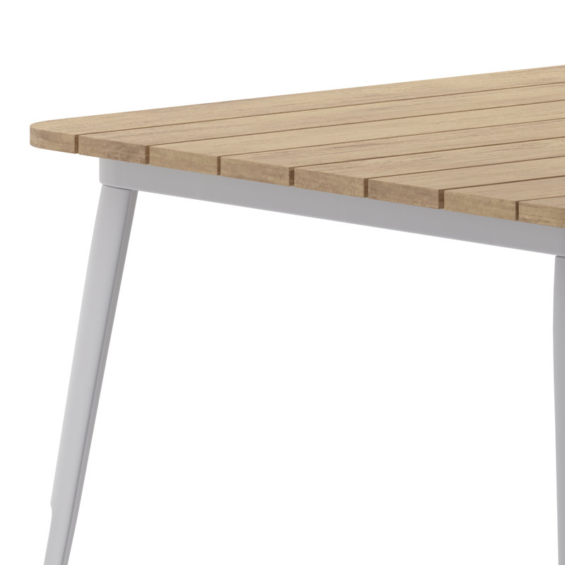 Harewood Square Commercial Indoor/Outdoor Poly Resin Restaurant Table with Steel Frame, Brown Top/Silver Base, 36" W x 36" L