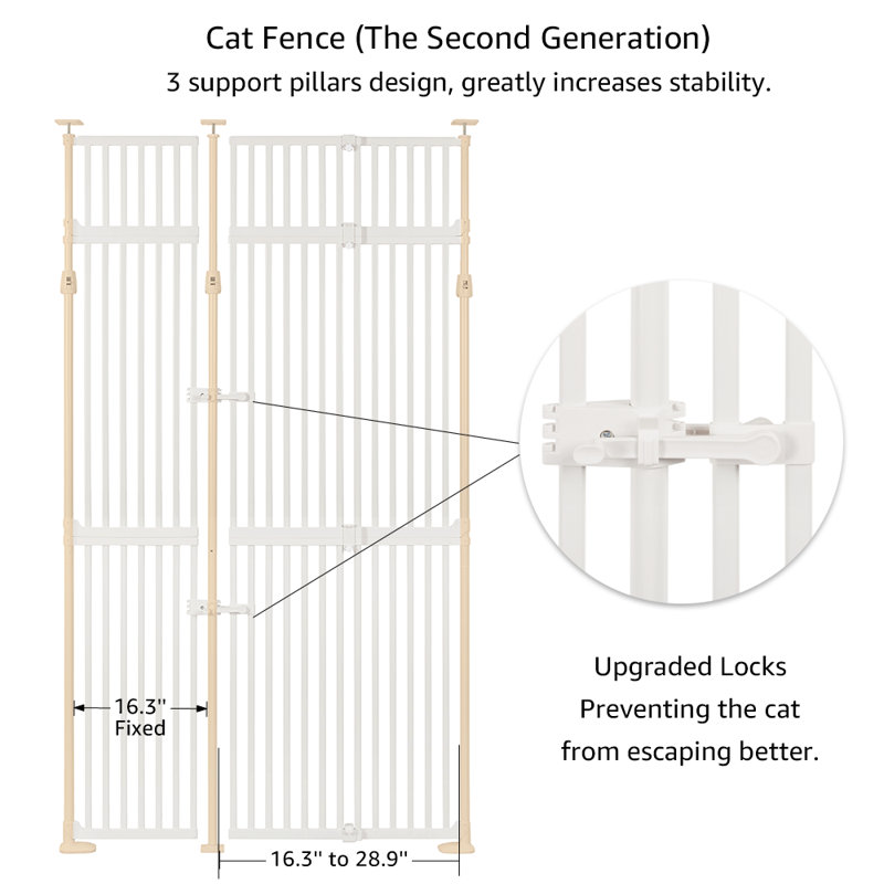 Metal Pressure Mounted Pet Gate, 250cm (222.8cm) H x 128.3cm W x 2.8cm D