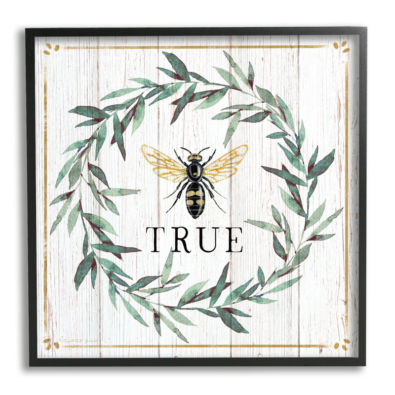 Bee True Sentiment Country, H 17 po x l 17 po x P 1,5 po, Giclée encadrée noir minuit