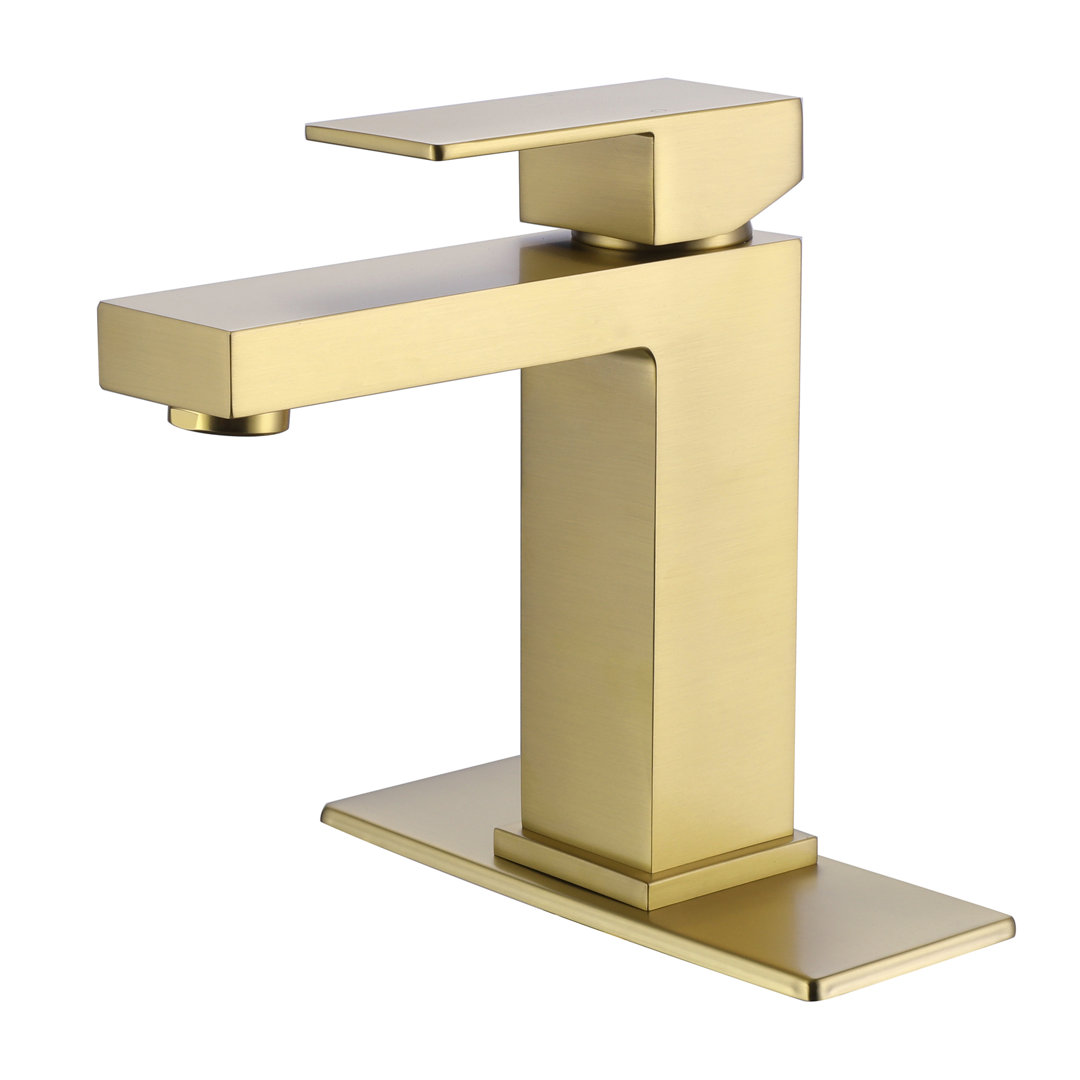 6.85"H Solid Brass Single Handle Bathroom Sink Faucet Modern Space 