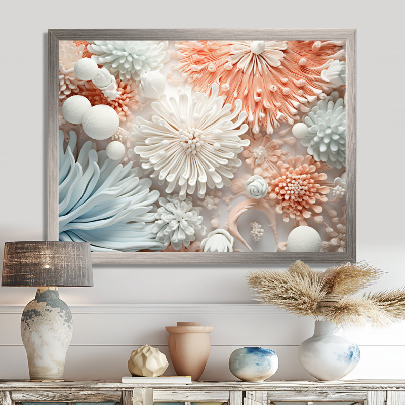 «Colorful Coral Reef Heaven IV», art mural grand corail sous l'eau, H 12 po x l 20 po x P 1 po, Cadre argenté