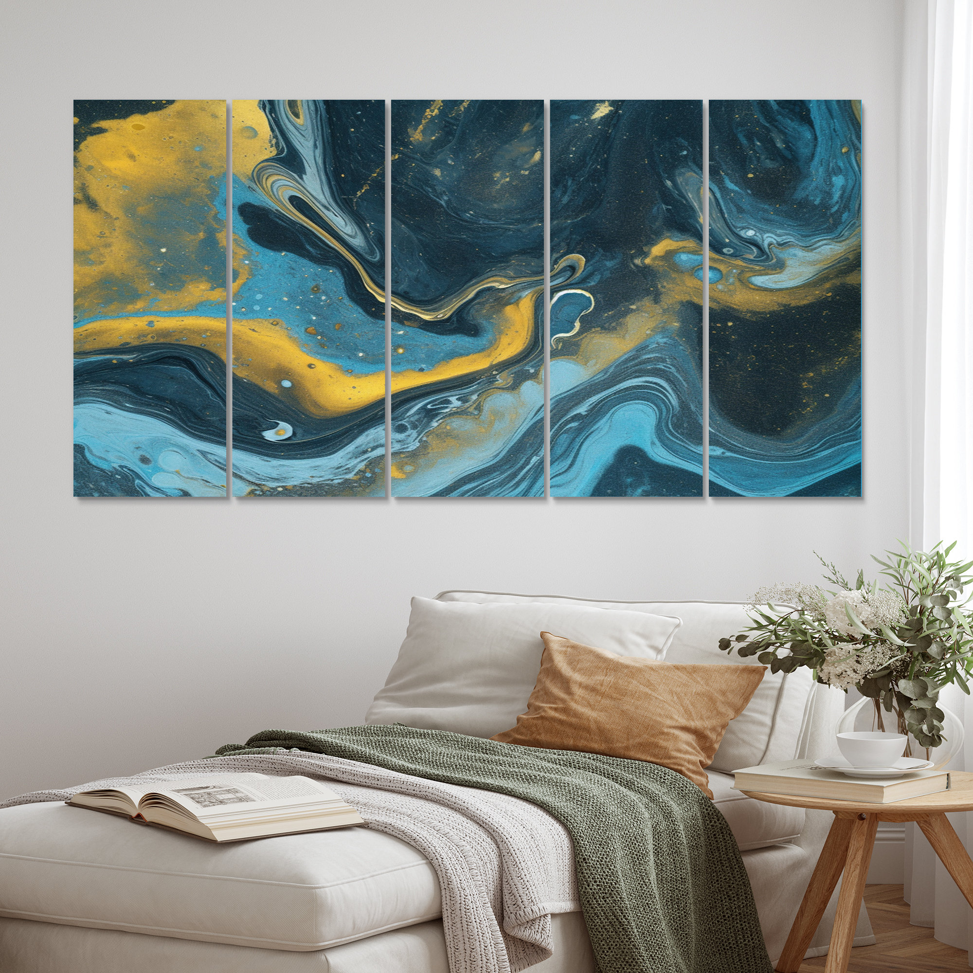 Mercer41 Agathe Ripple Golden Rivers VIII Fractals Metal Wall Decor