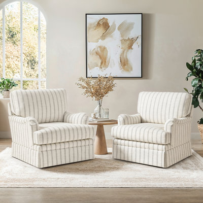 32.7'' Skirted Swivel Accent Arm Chair For Living Room, Bedroom (Set Of 2)