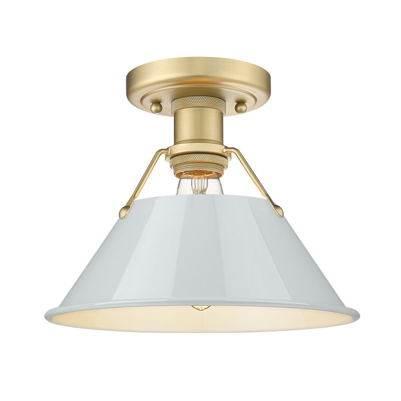 Weatherford Flush Mount, Brushed Champagne Bronze, Dusky Blue