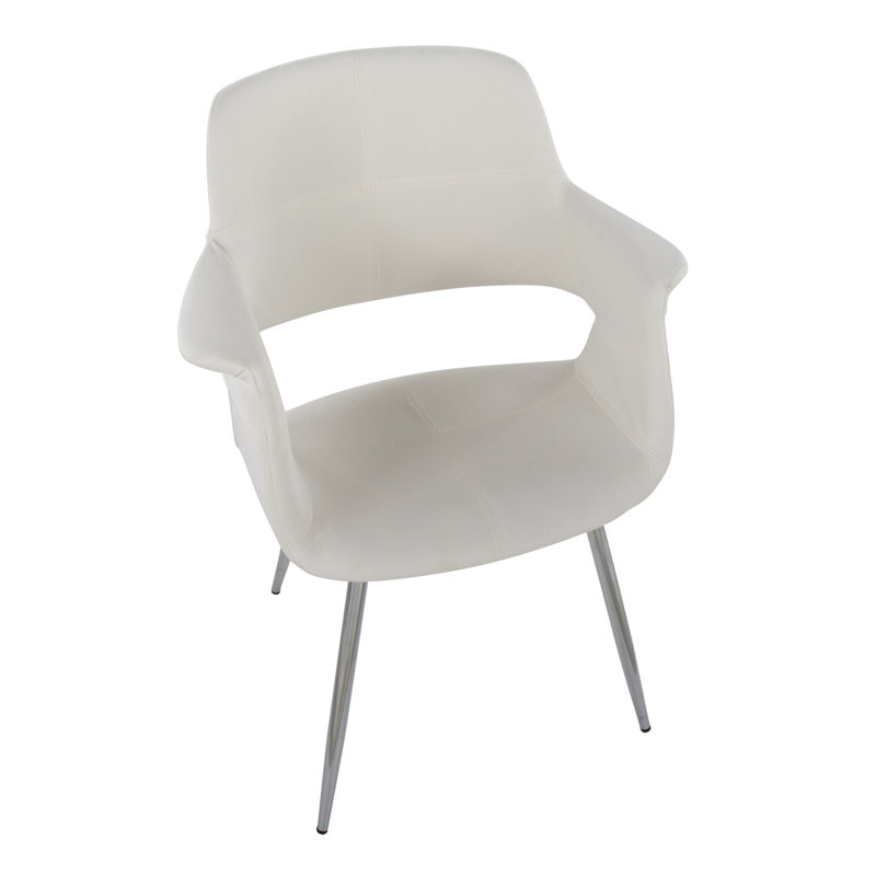 Quirico 16.5'' H Upholstered Armchair, Chrome, Cream